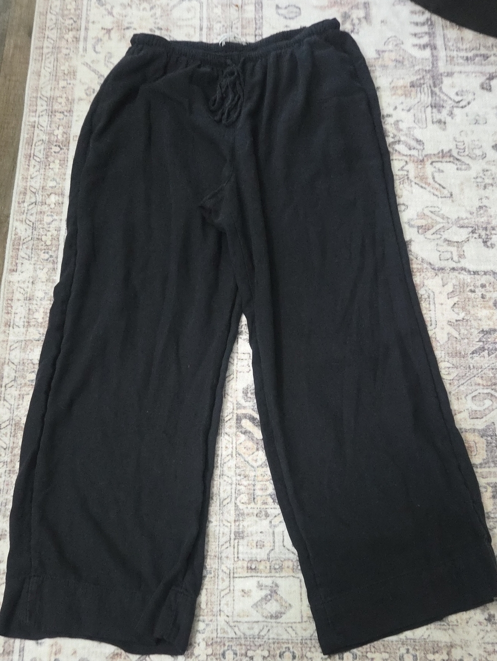 Black Womens Drawstring Lounge Pants